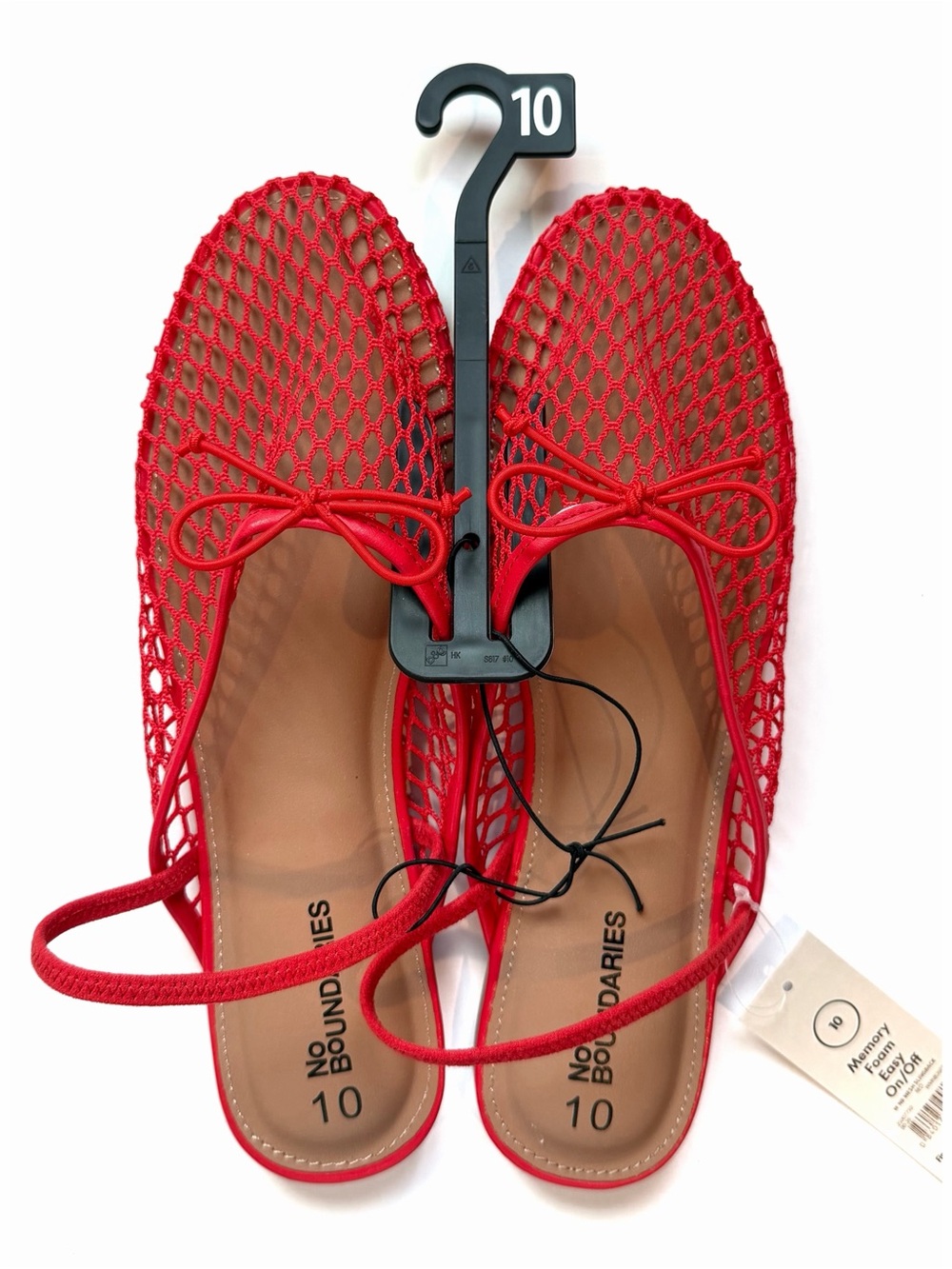 No Boundaries Red Mesh Slingback Flats - Women's Size 10